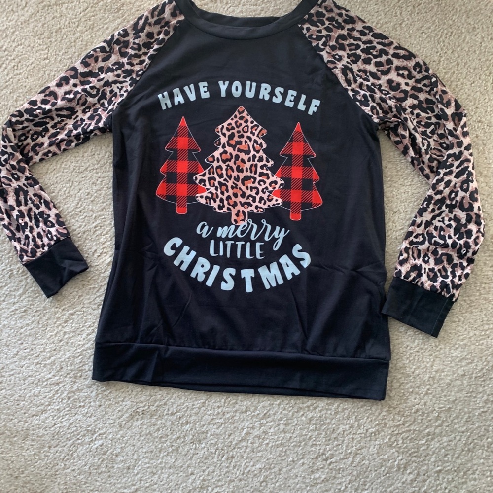 BRAND NEW Christmas Leopard Buffalo Check Long Sleeve Shirt - Picture 8 of 9